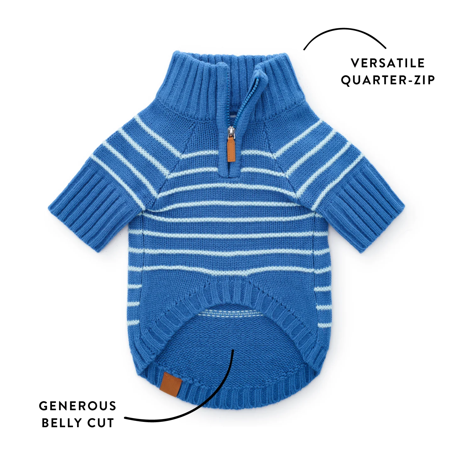 Blue Stripe Quarter-Zip Dog Sweater - Image 8