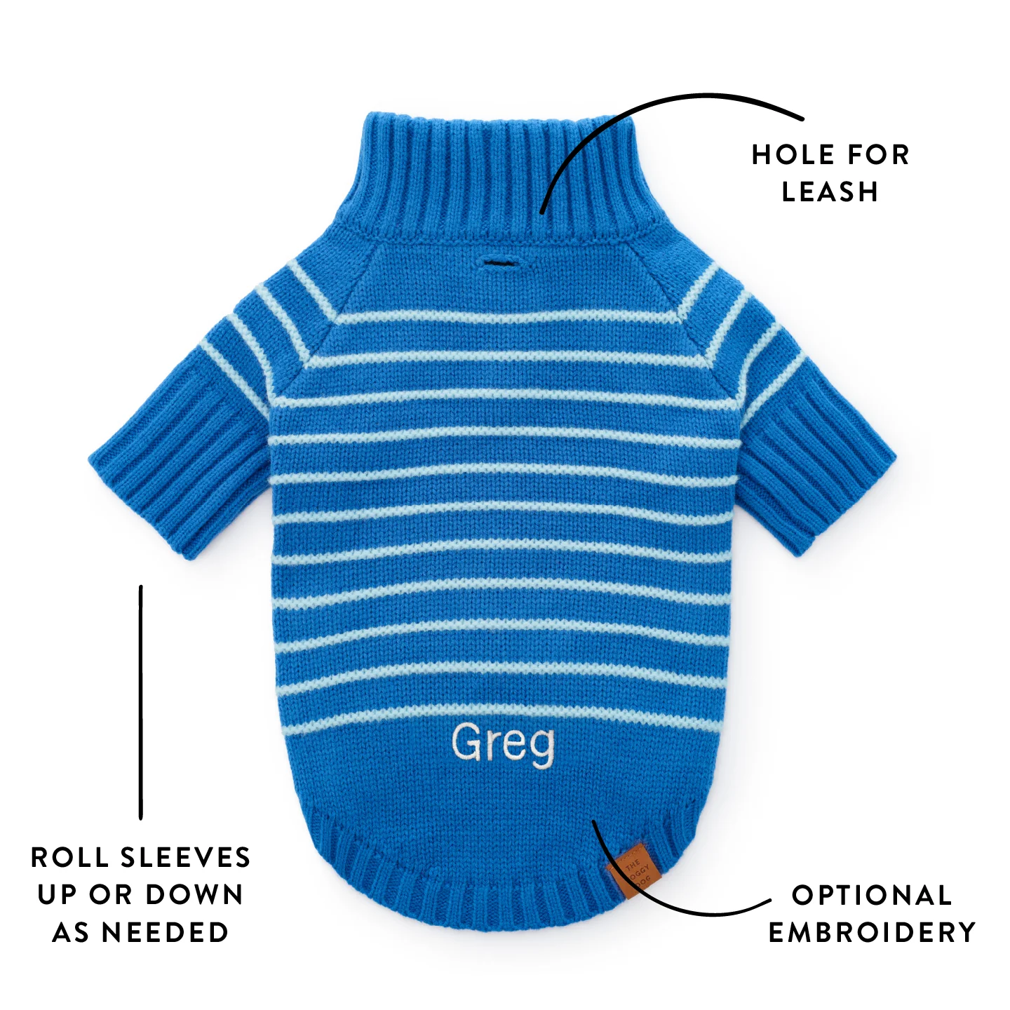 Blue Stripe Quarter-Zip Dog Sweater - Image 9