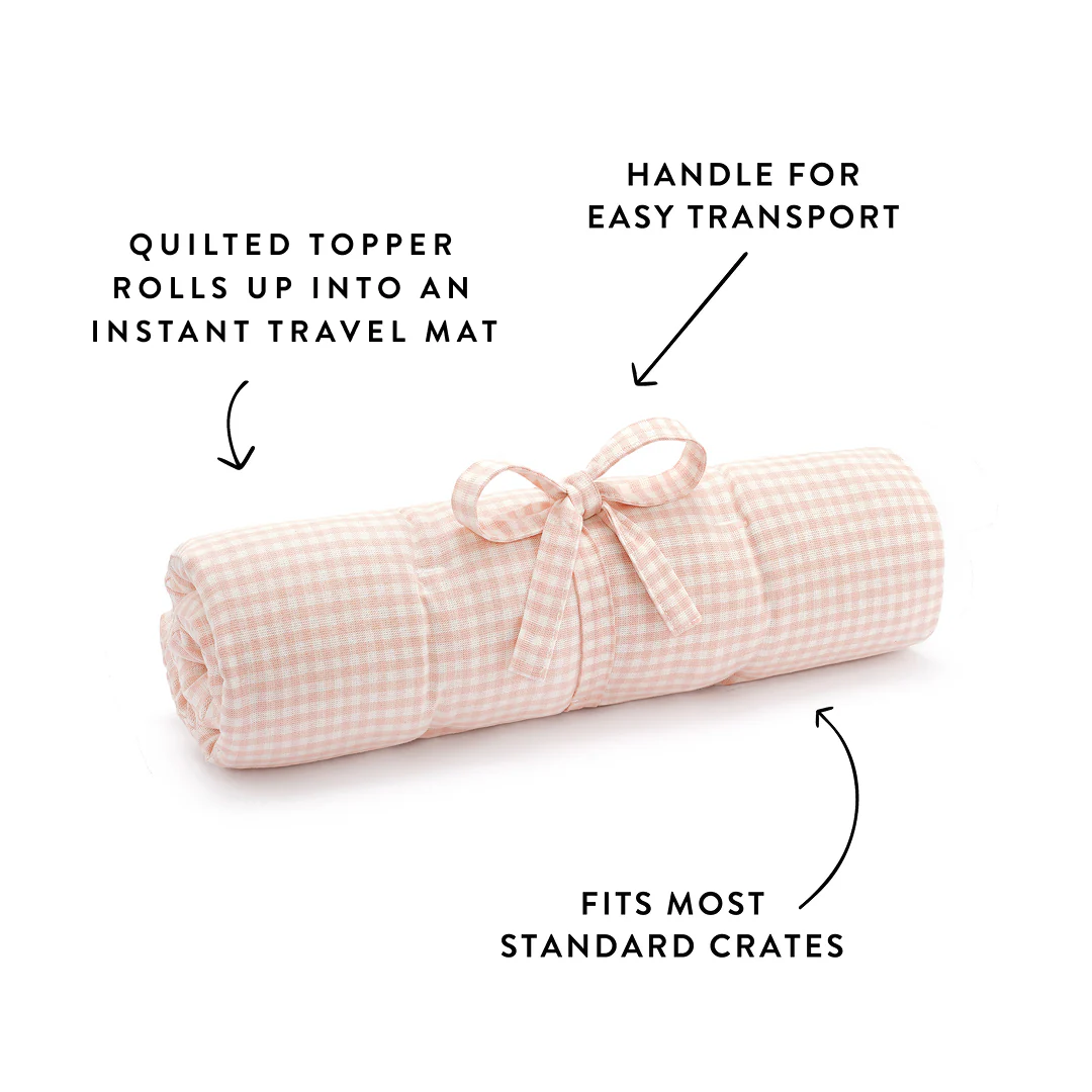 Blush Pink Gingham Bolster Dog Bed - Image 5