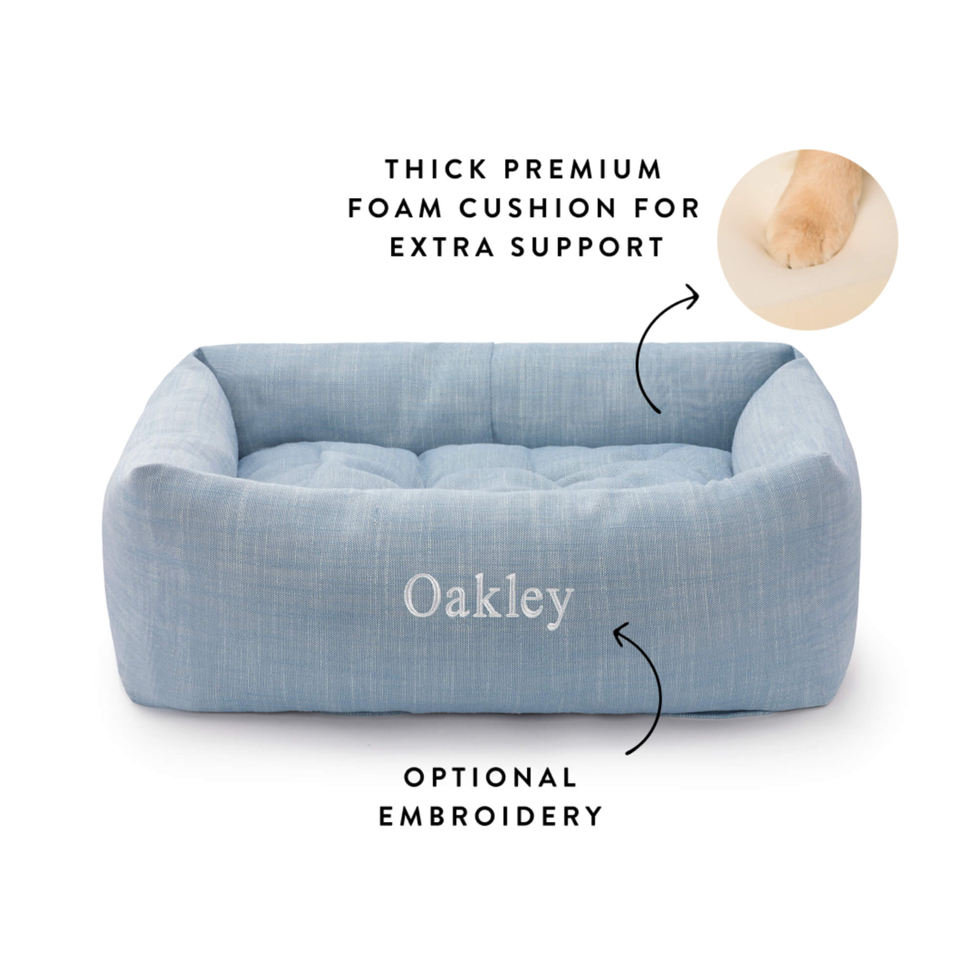 Chambray Blue Bolster Dog Bed - Image 2