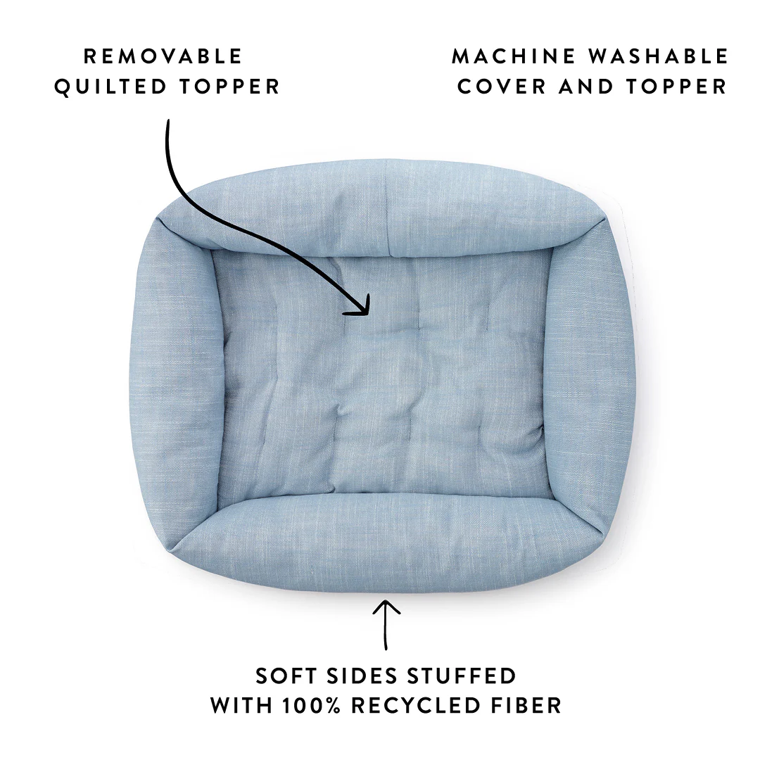 Chambray Blue Bolster Dog Bed - Image 3