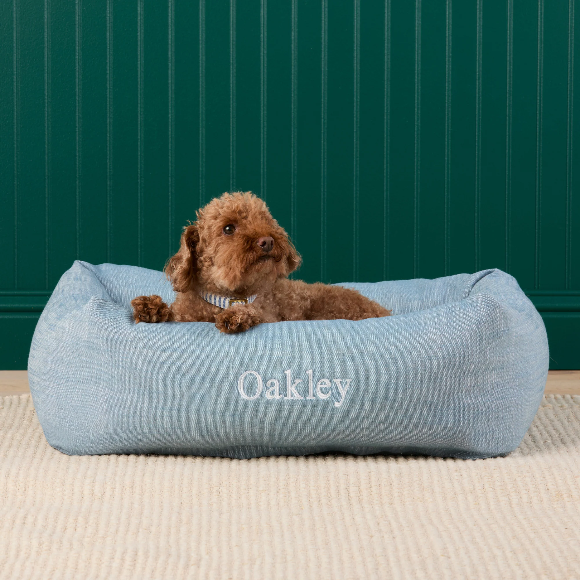 Chambray Blue Bolster Dog Bed - Image 6