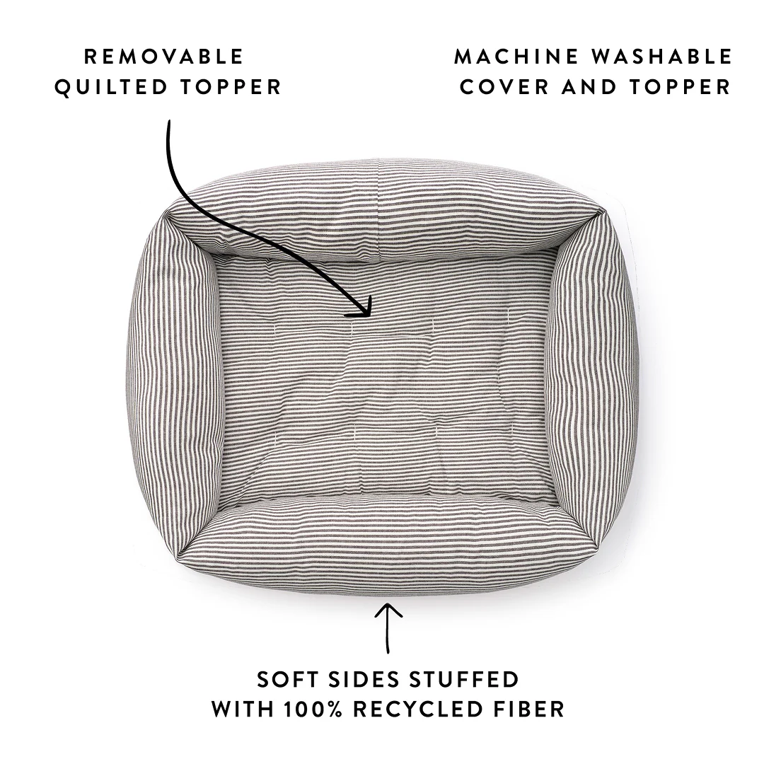 Charcoal Stripe Bolster Dog Bed - Image 4