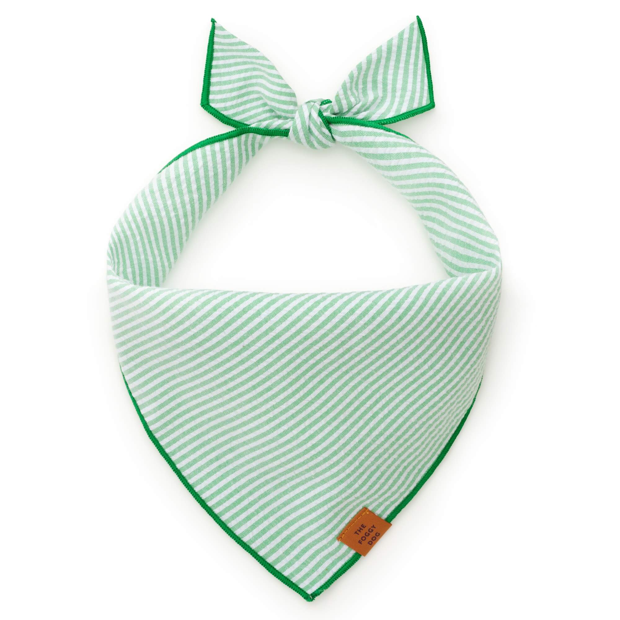 Green Seersucker Dog Bandana - Image 2