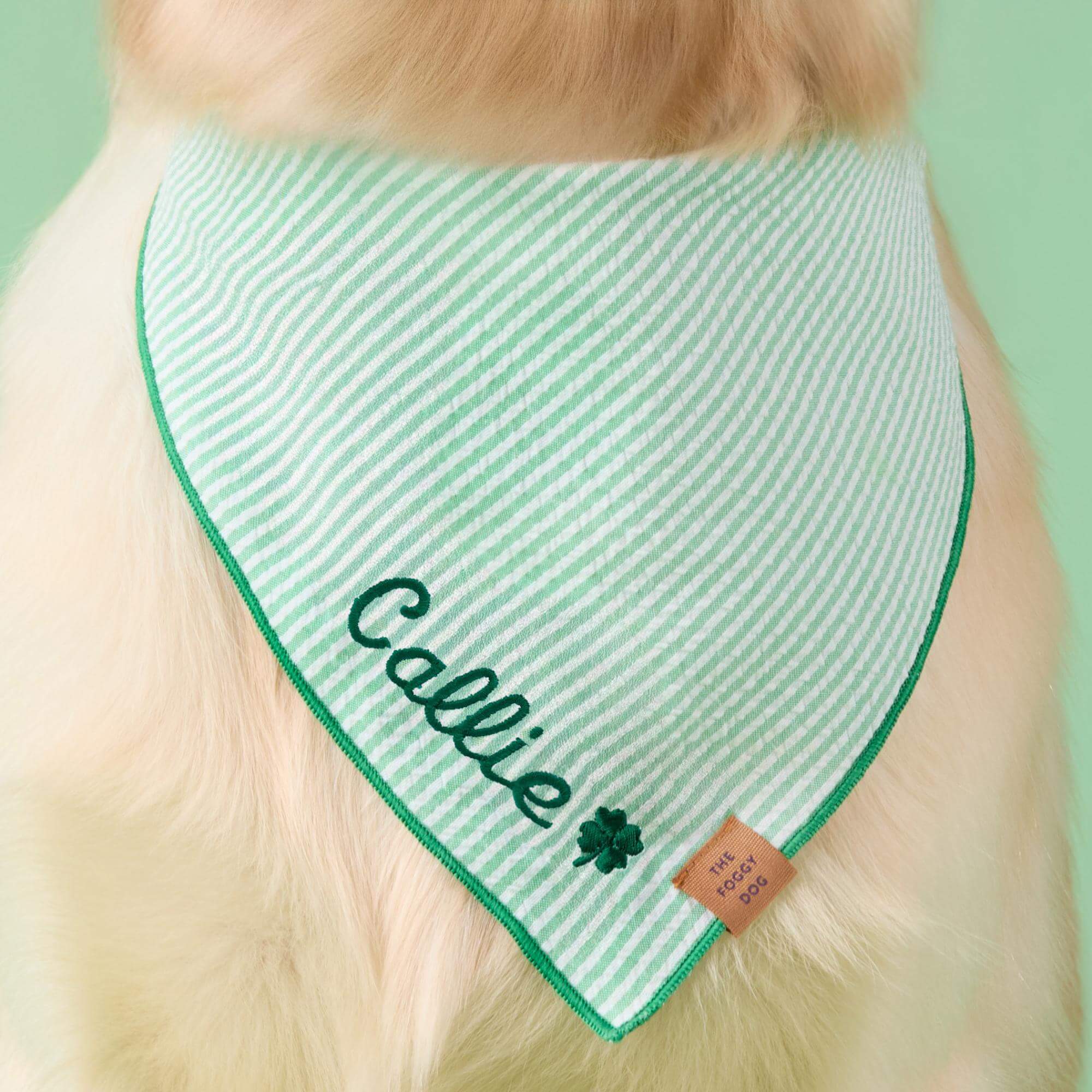 Green Seersucker Dog Bandana - Image 4