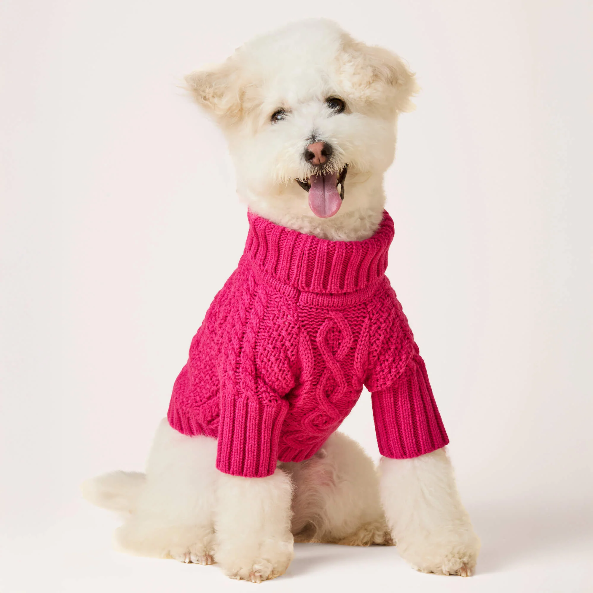 Hot Pink Cable Knit Dog Sweater