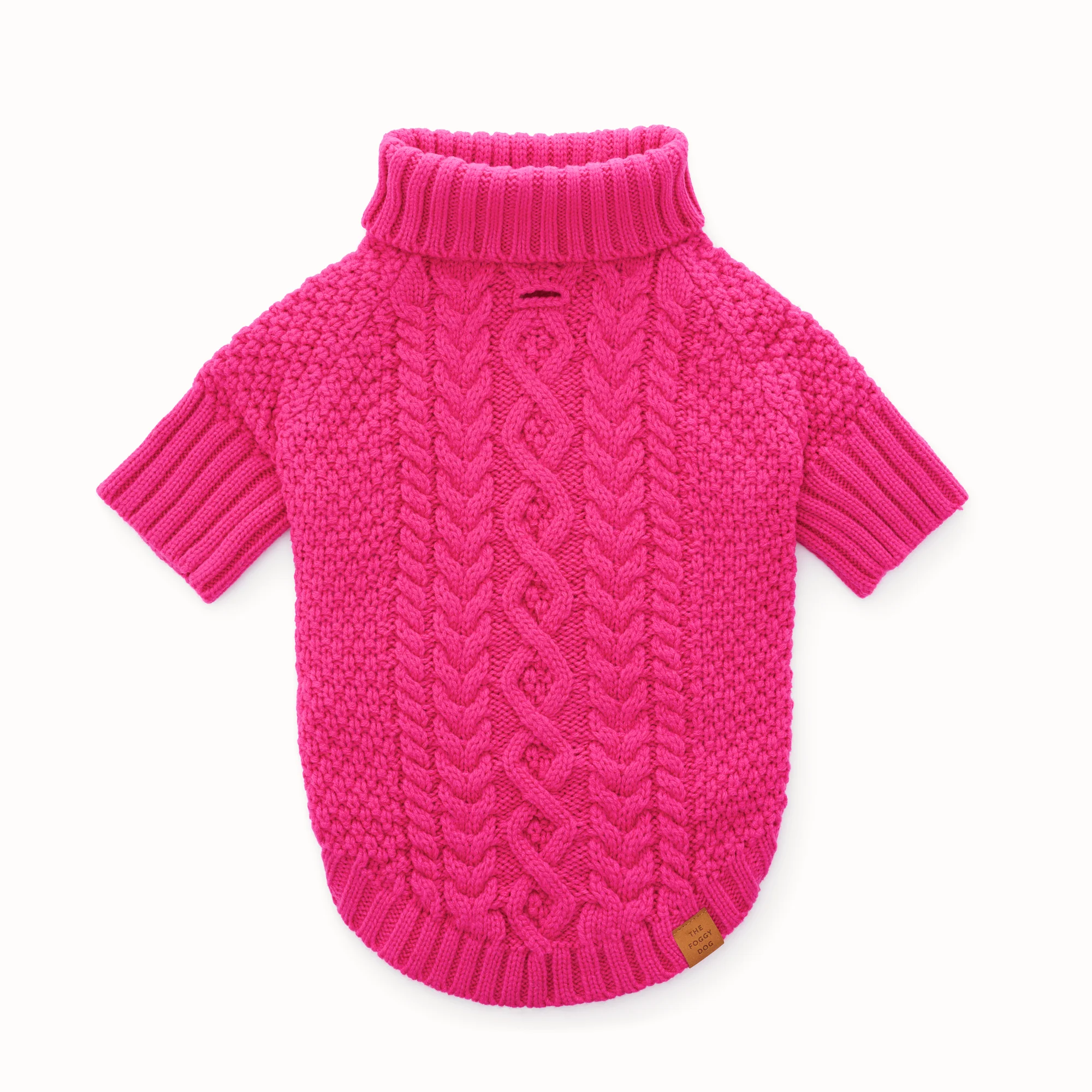Hot Pink Cable Knit Dog Sweater - Image 2