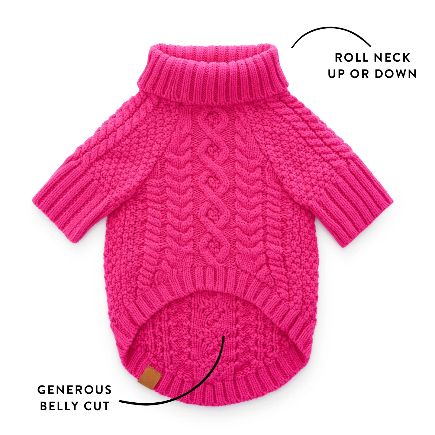Hot Pink Cable Knit Dog Sweater - Image 9