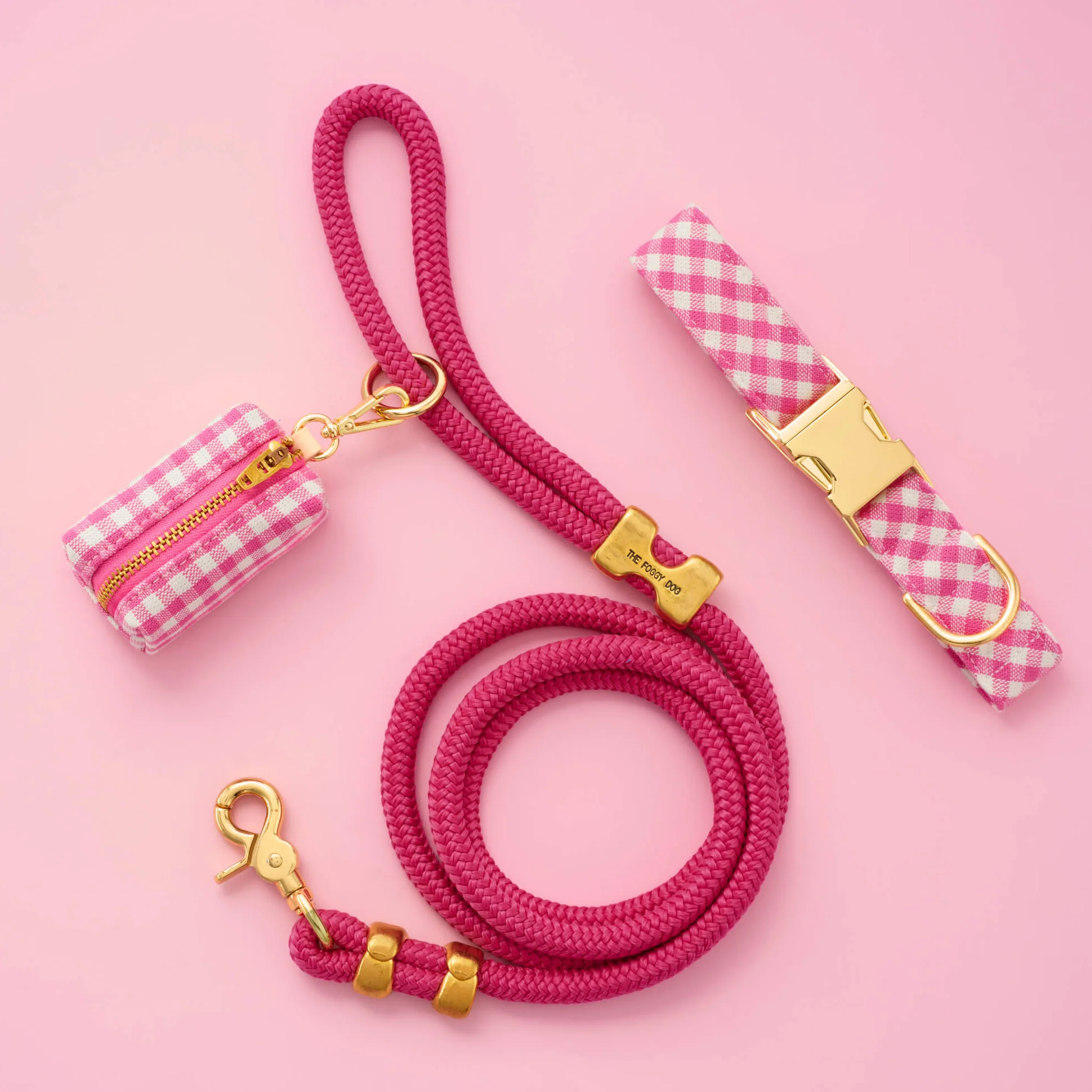 Hot Pink Gingham Collar Walk Set - Image 3
