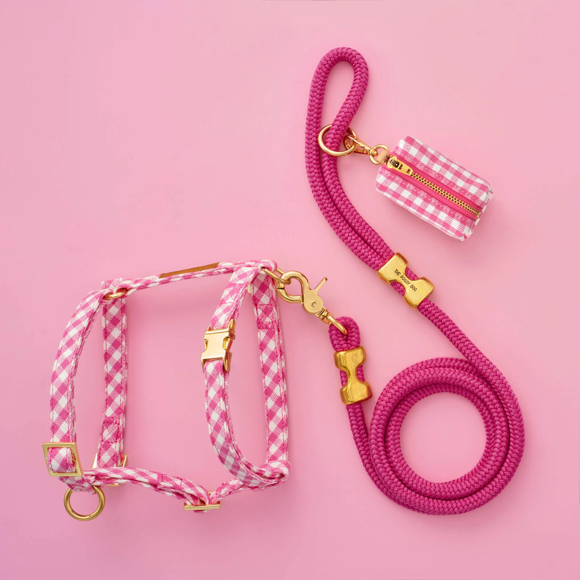 Hot Pink Gingham Harness Walk Set - Image 3