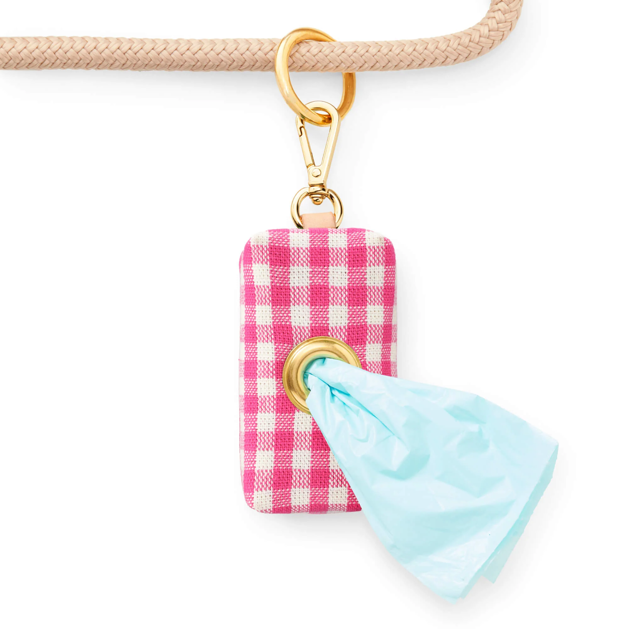 Hot Pink Gingham Waste Bag Holder - Image 3