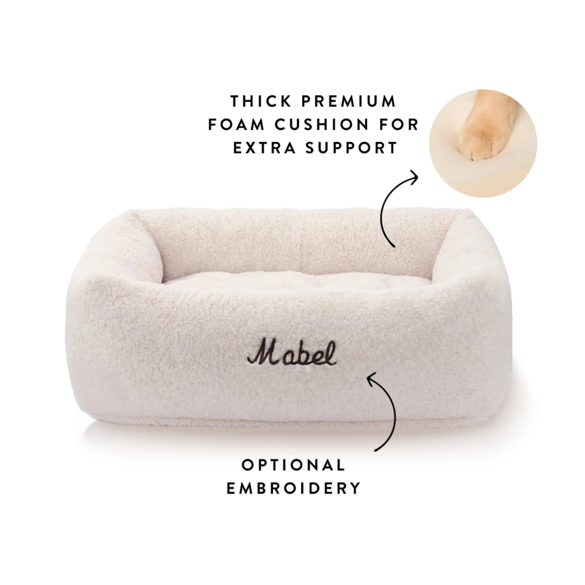 Ivory Recycled Sherpa Bolster Dog Bed - Image 3