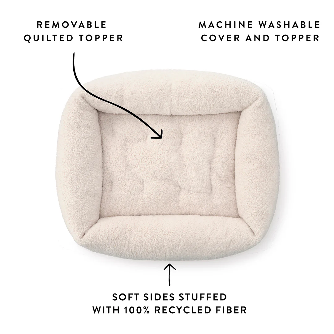 Ivory Recycled Sherpa Bolster Dog Bed - Image 4
