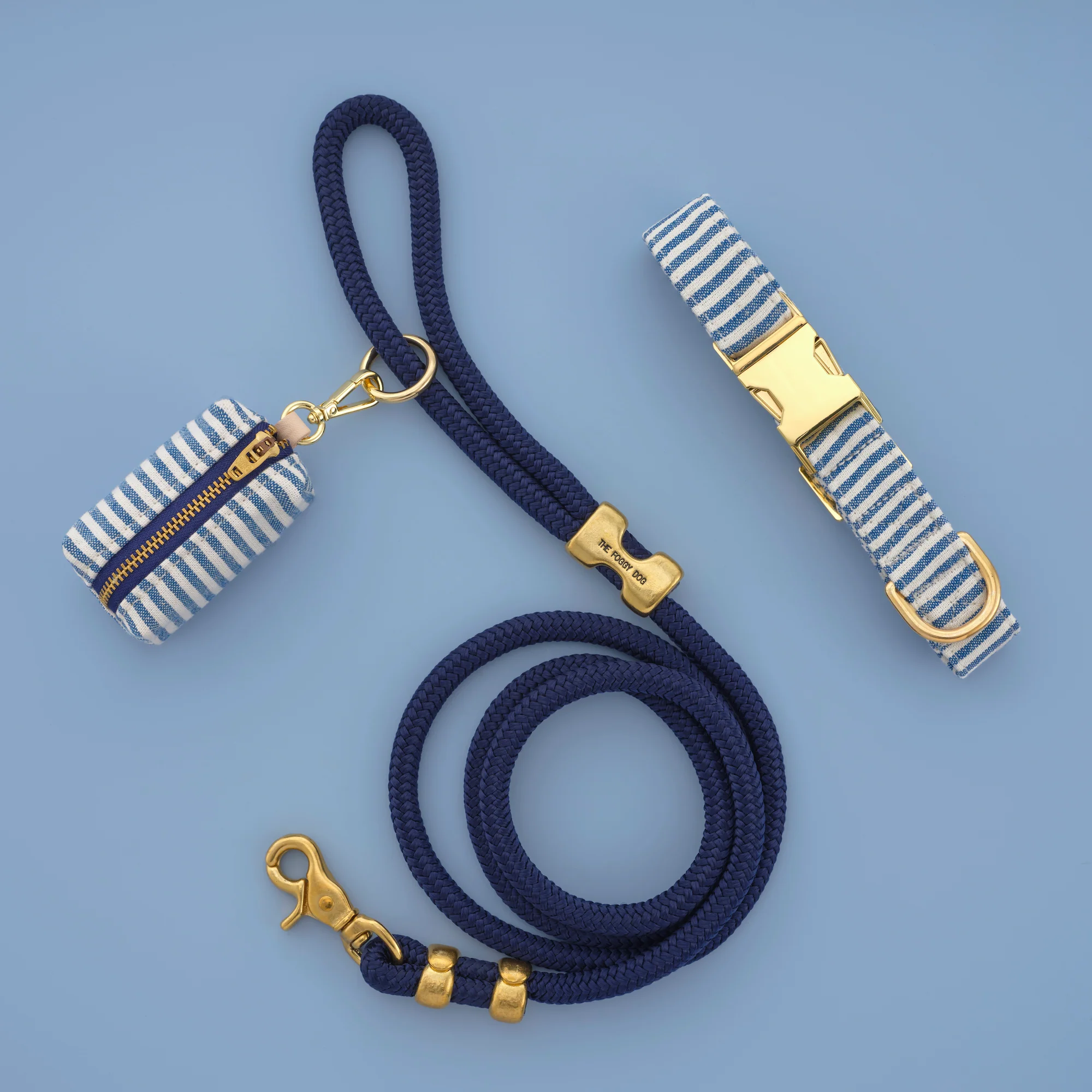 Lake Blue Stripe Collar Walk Set - Image 2