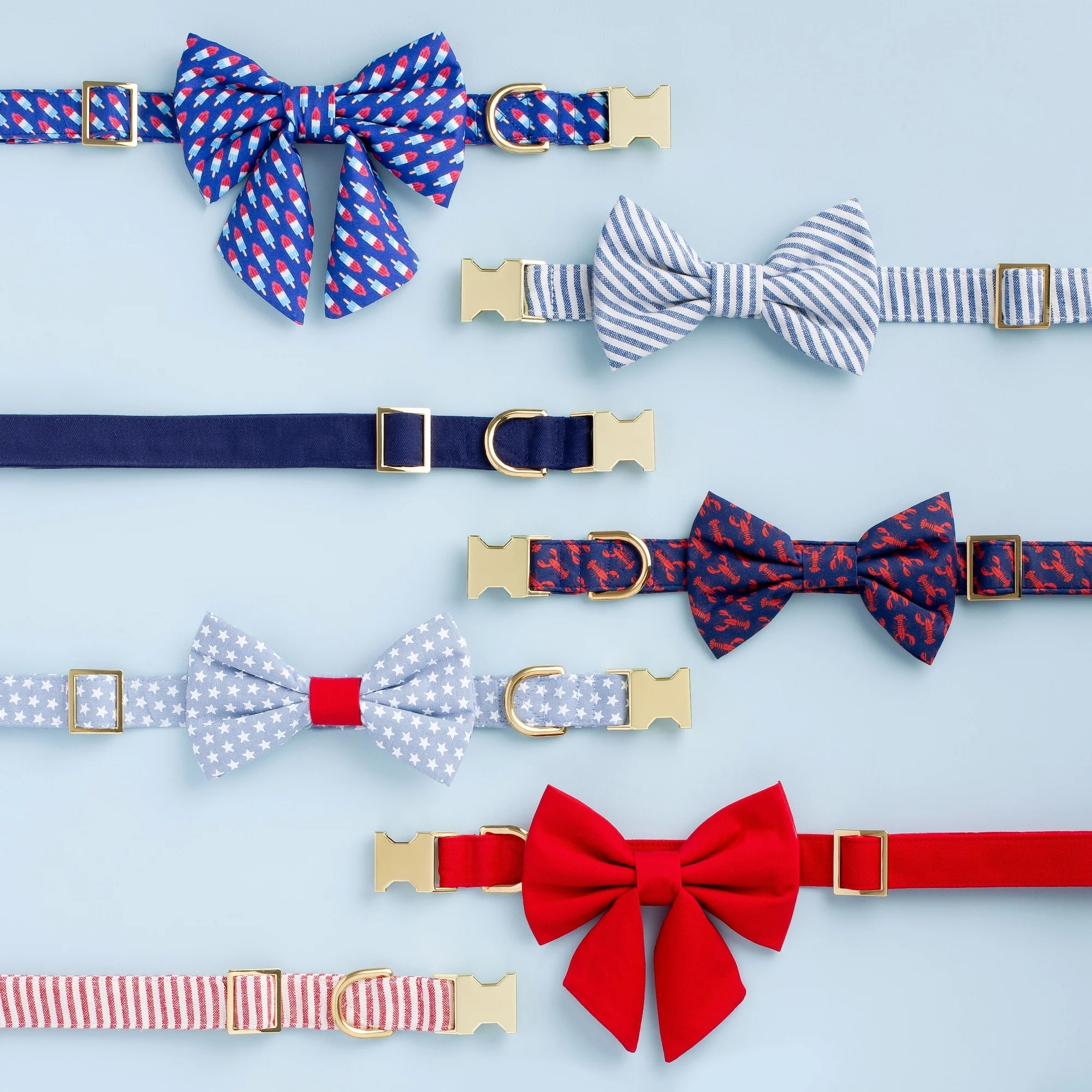 Lake Blue Stripe Dog Bow Tie - Image 7