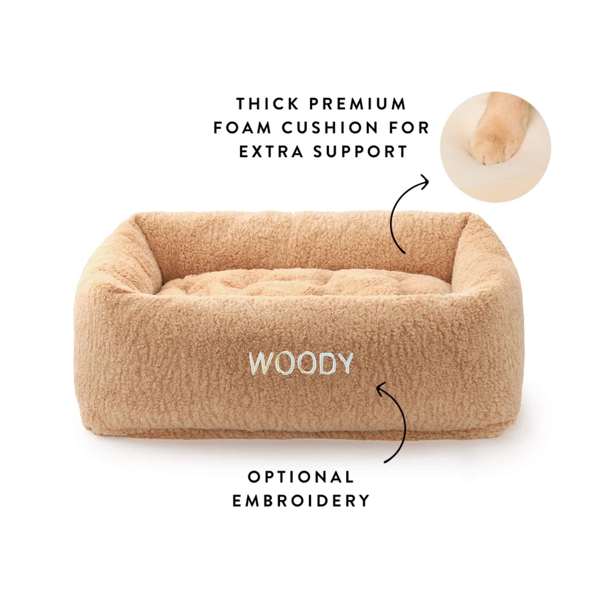 Latte Recycled Sherpa Bolster Dog Bed - Image 2