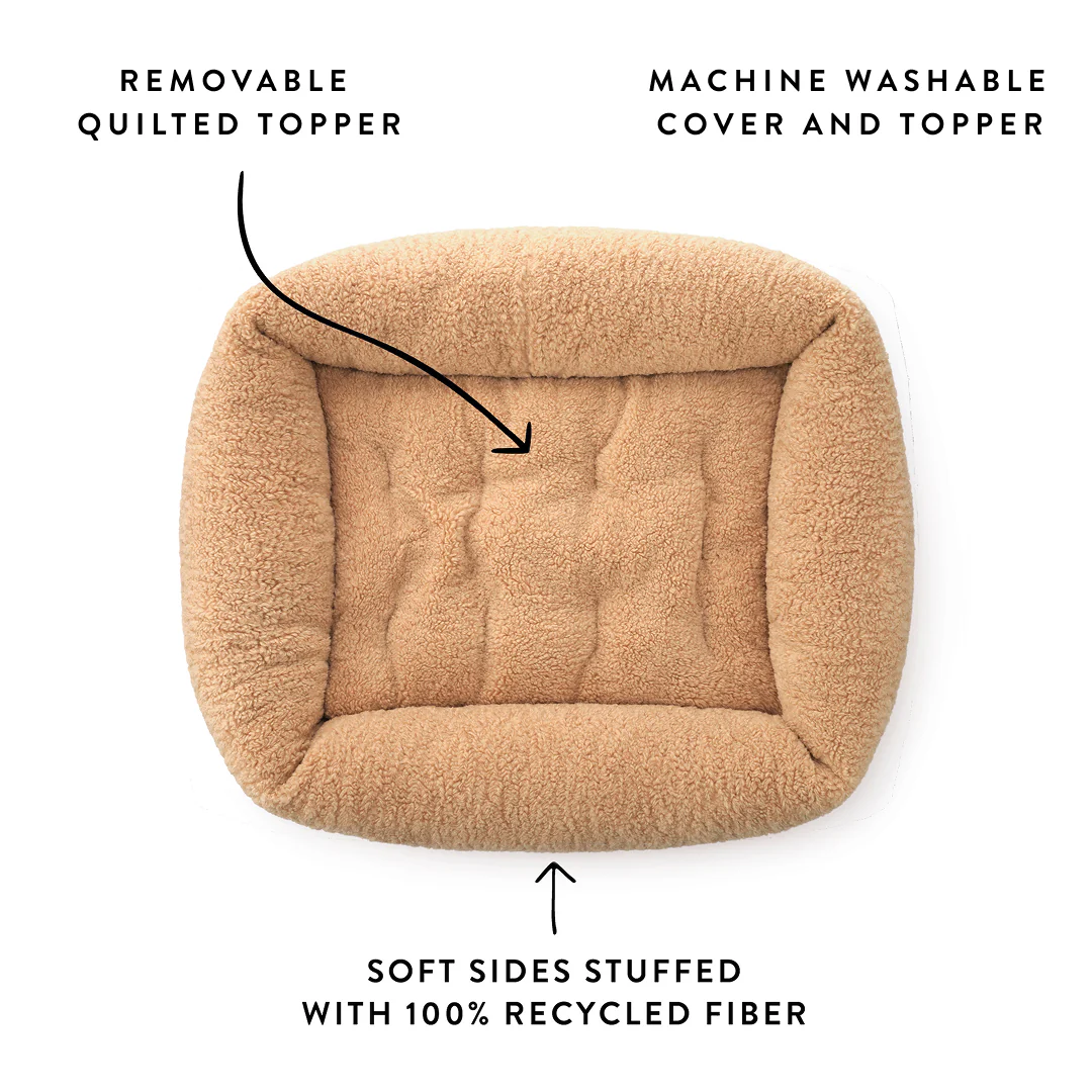 Latte Recycled Sherpa Bolster Dog Bed - Image 3