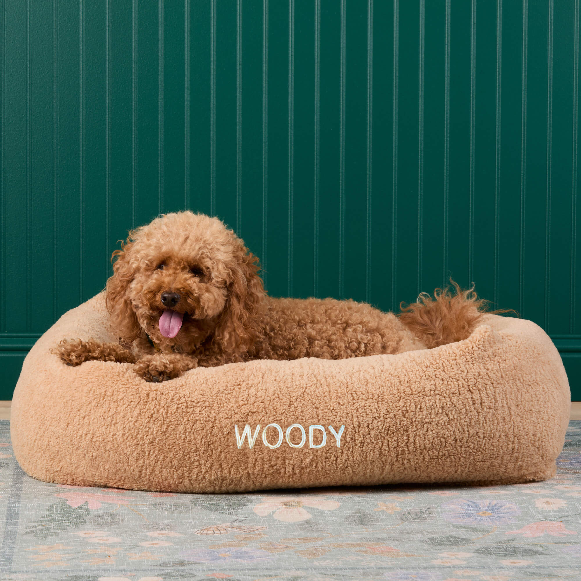 Latte Recycled Sherpa Bolster Dog Bed - Image 6