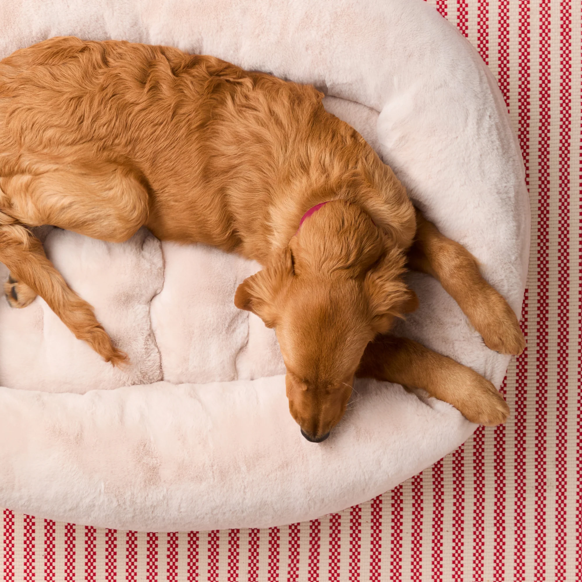 Natural Recycled Faux Fur Bolster Dog Bed - Image 10