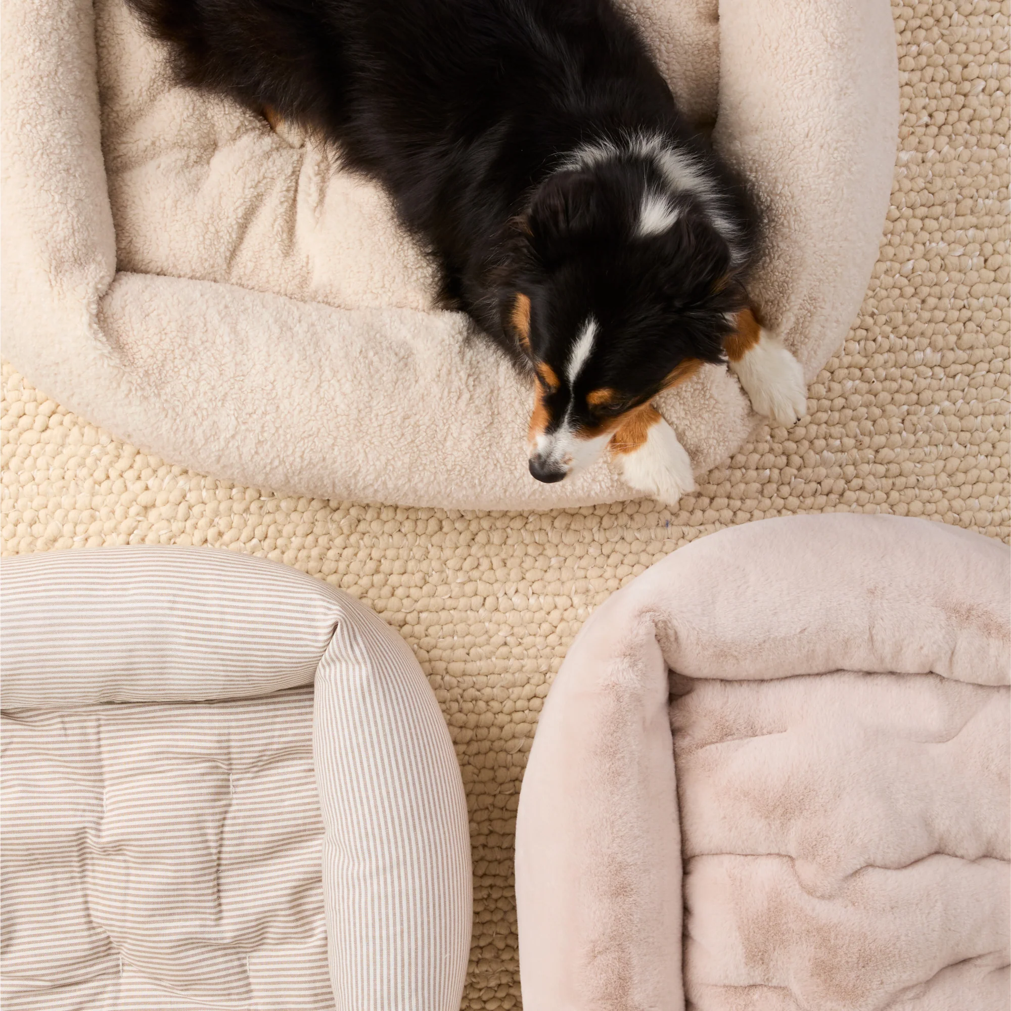Mushroom Brown Stripe Bolster Dog Bed - Image 10
