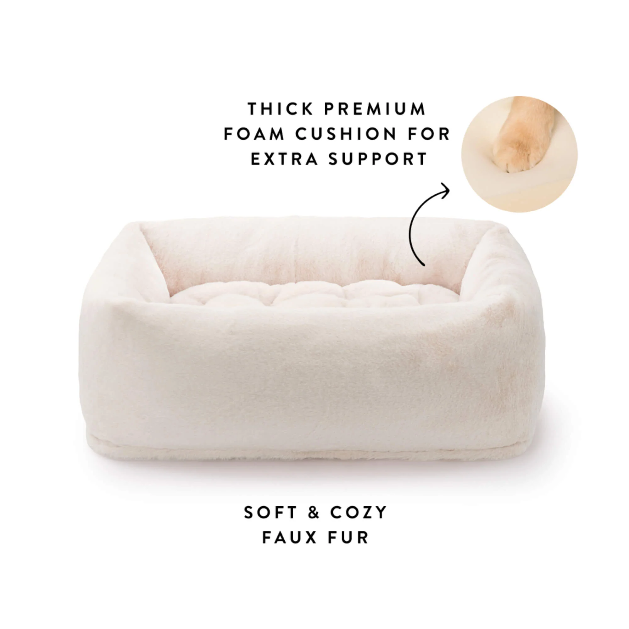 Natural Recycled Faux Fur Bolster Dog Bed - Image 2