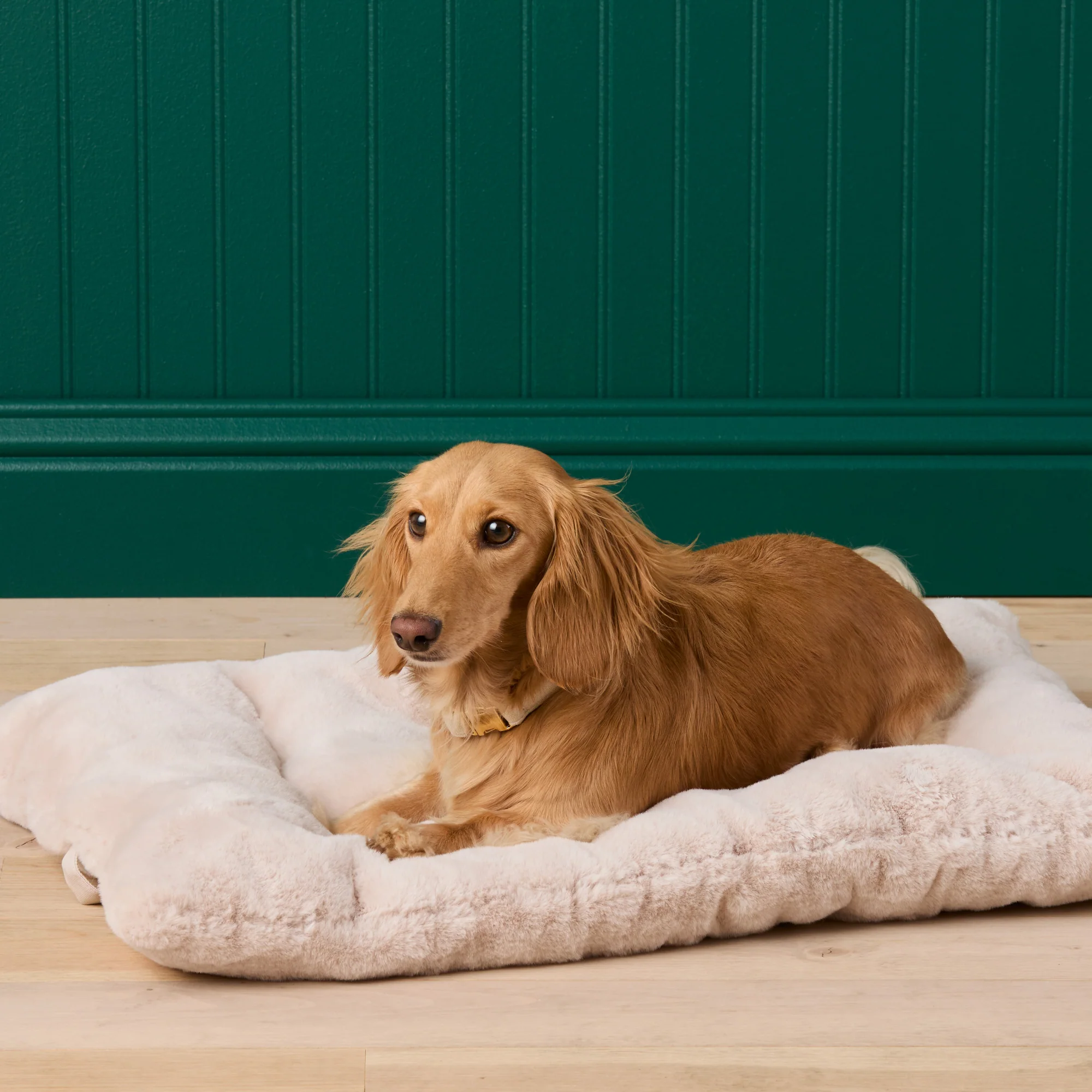 Natural Recycled Faux Fur Bolster Dog Bed - Image 8