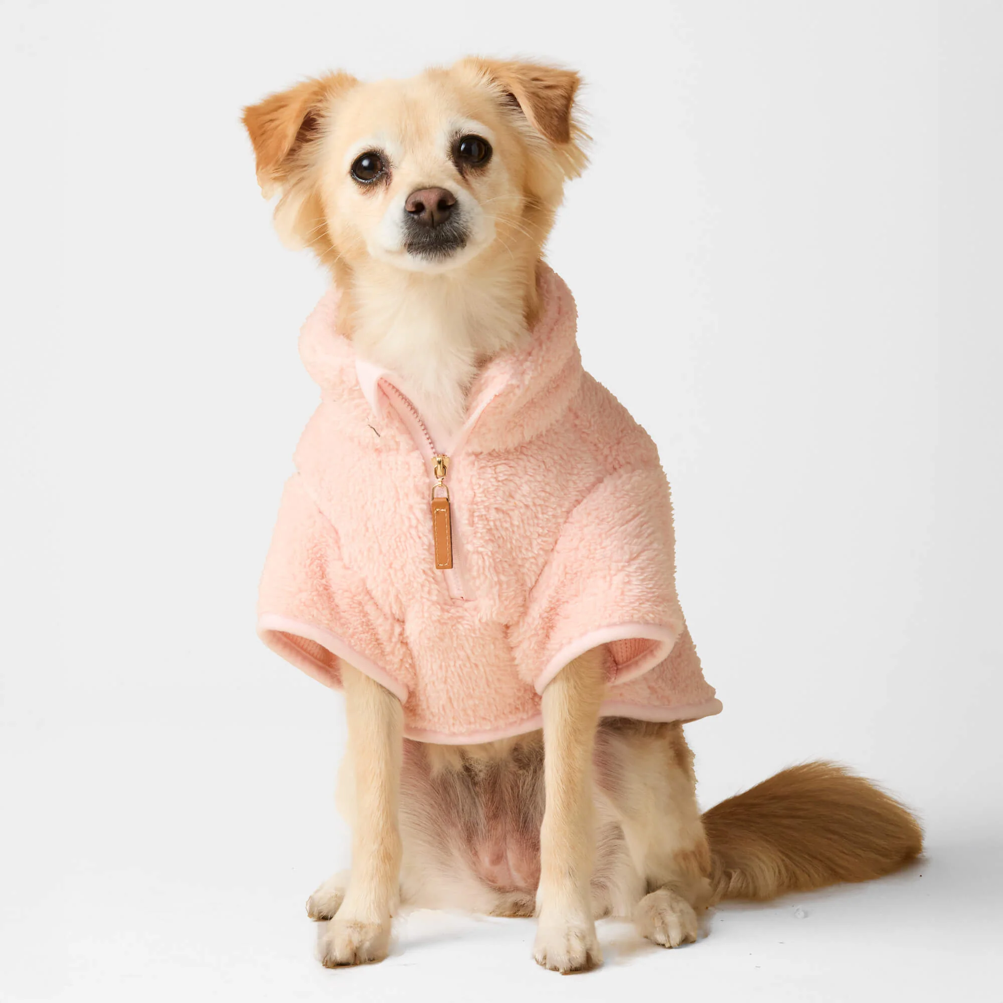 Pink Quarter-Zip Sherpa Dog Jacket
