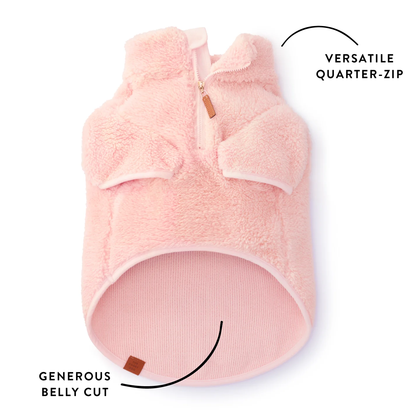 Pink Quarter-Zip Sherpa Dog Jacket - Image 5