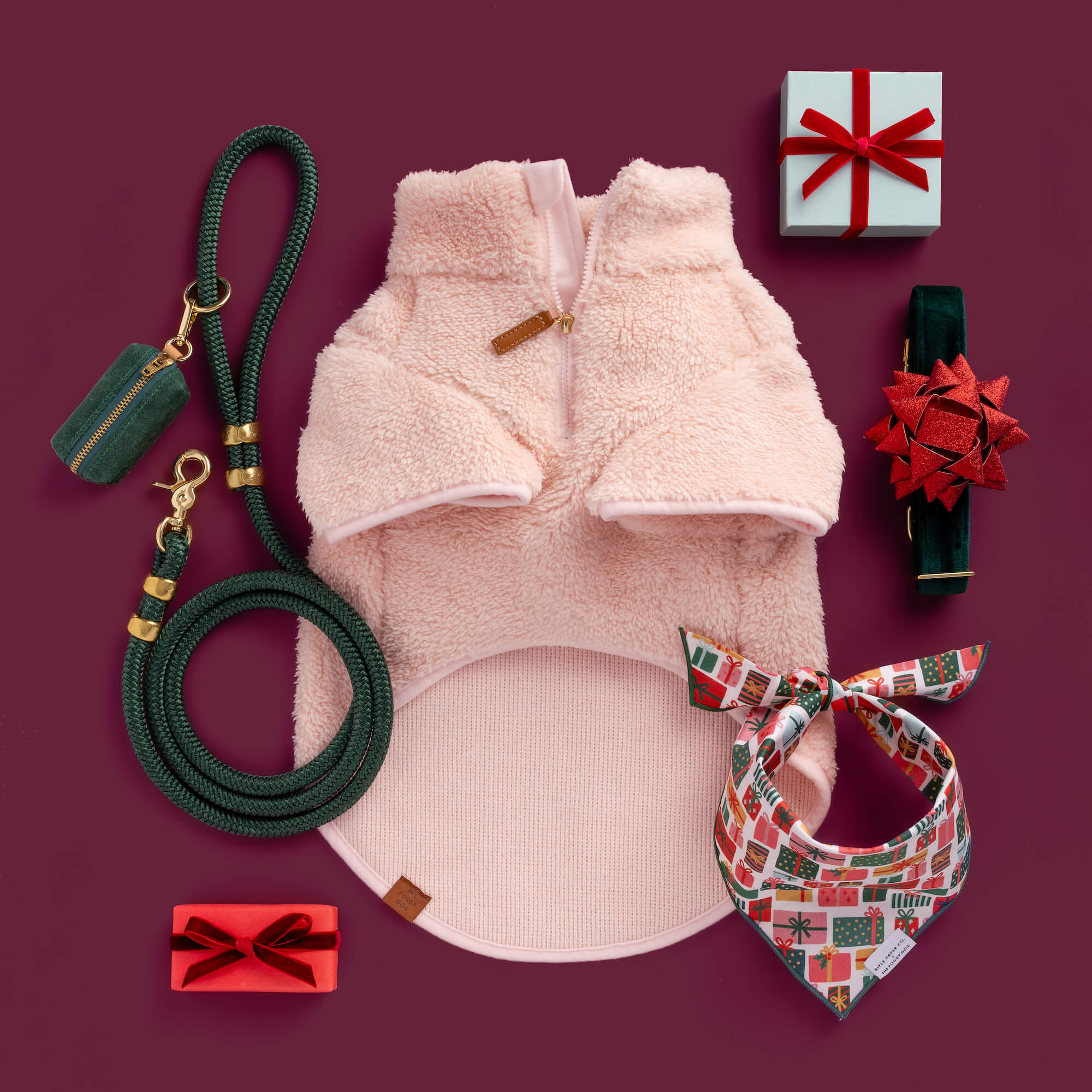 Pink Quarter-Zip Sherpa Dog Jacket - Image 9
