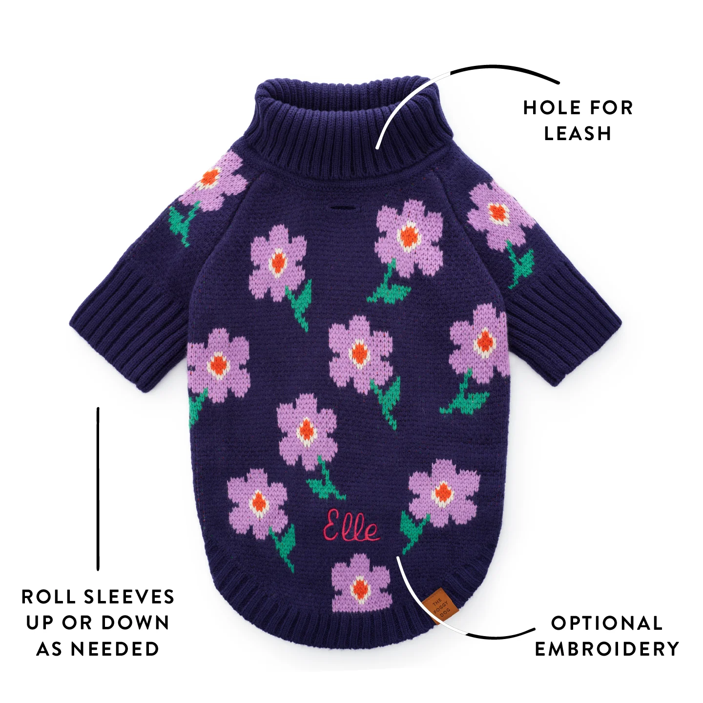 Purple Posies Dog Sweater - Image 6