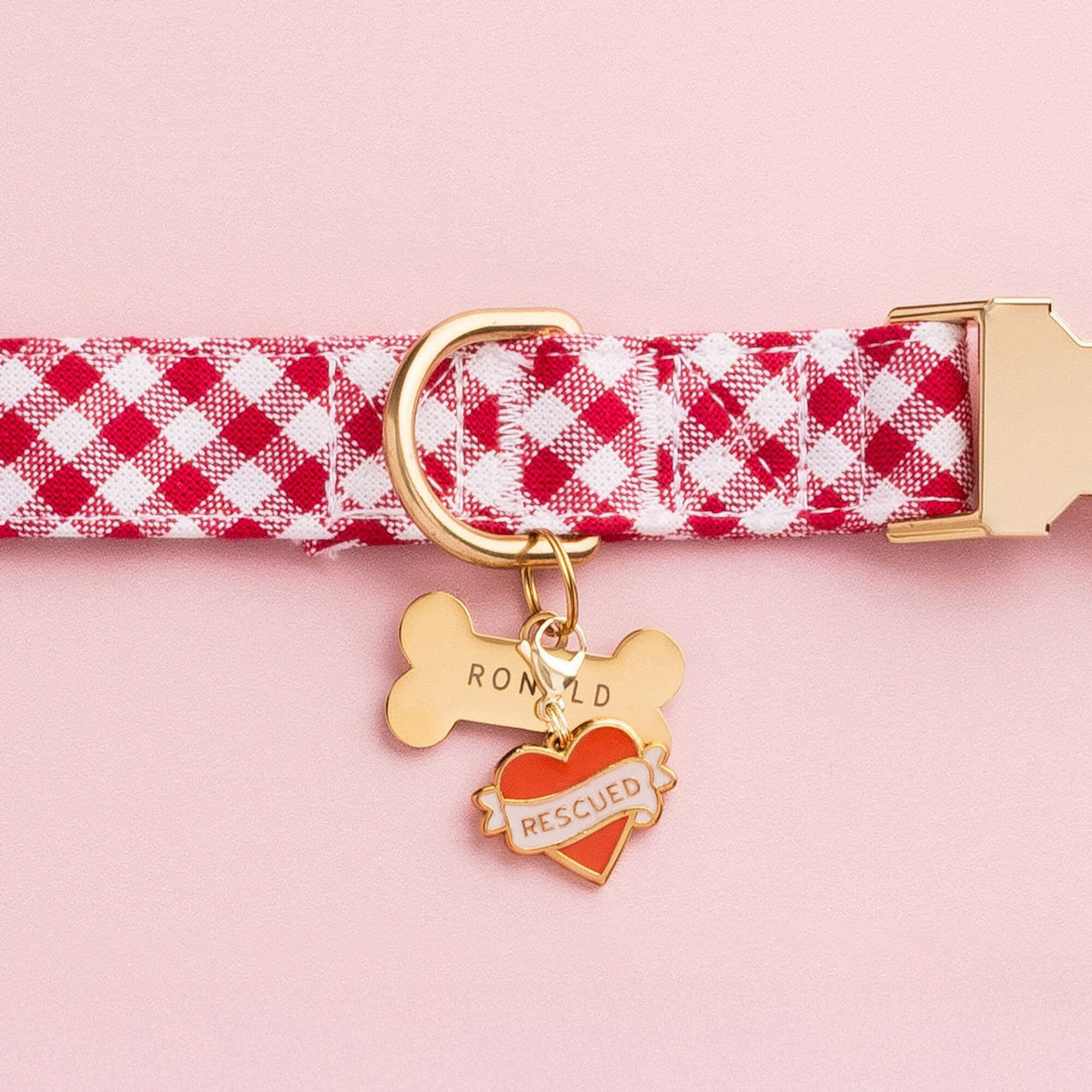 Red Gingham Dog Collar - Image 9