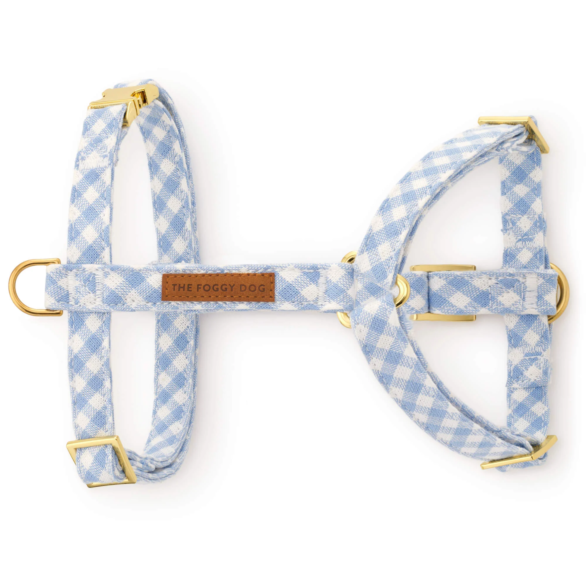 Sky Blue Gingham Dog Harness - Image 2