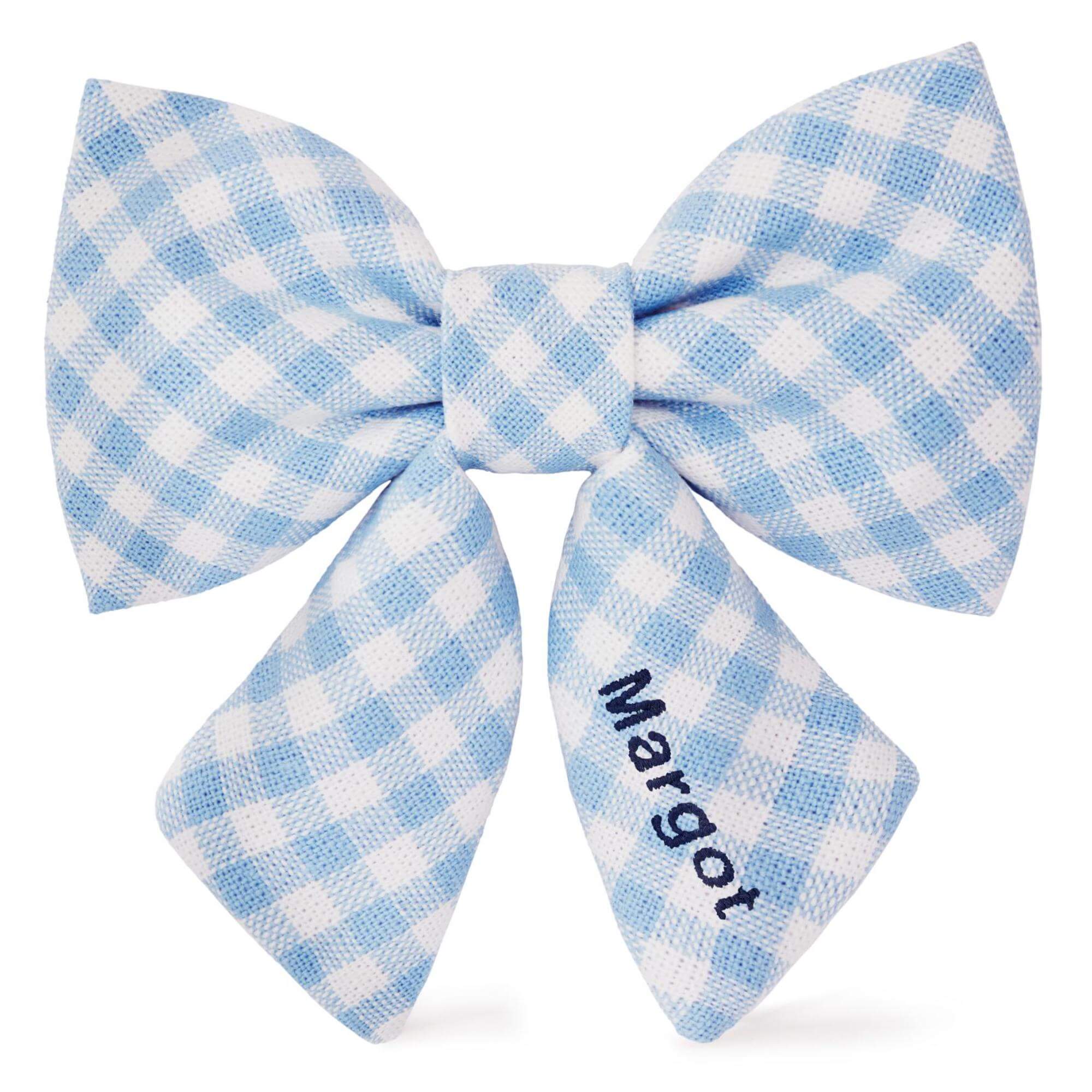 Sky Blue Gingham Lady Dog Bow