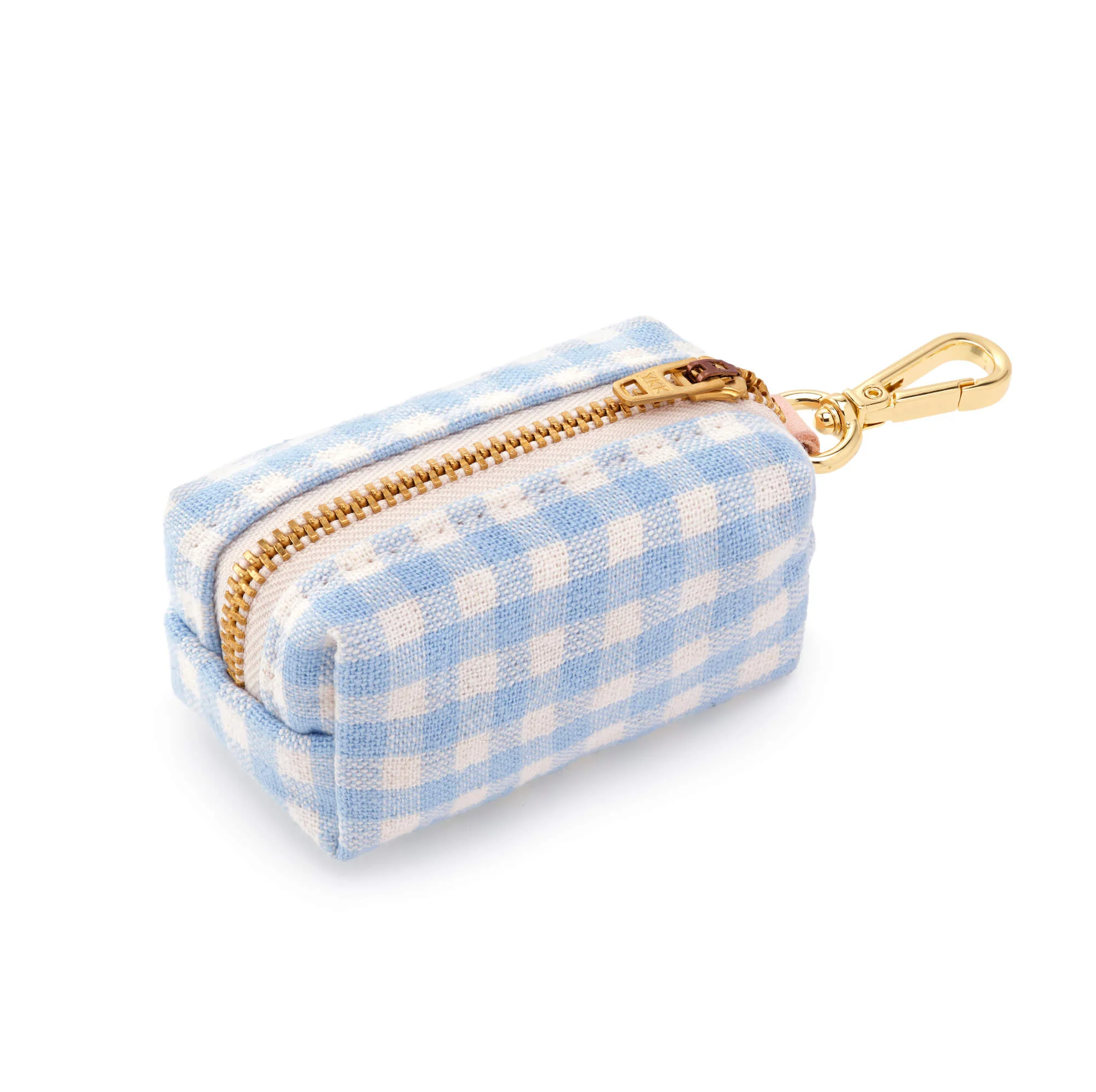 Sky Blue Gingham Waste Bag Holder - Image 2