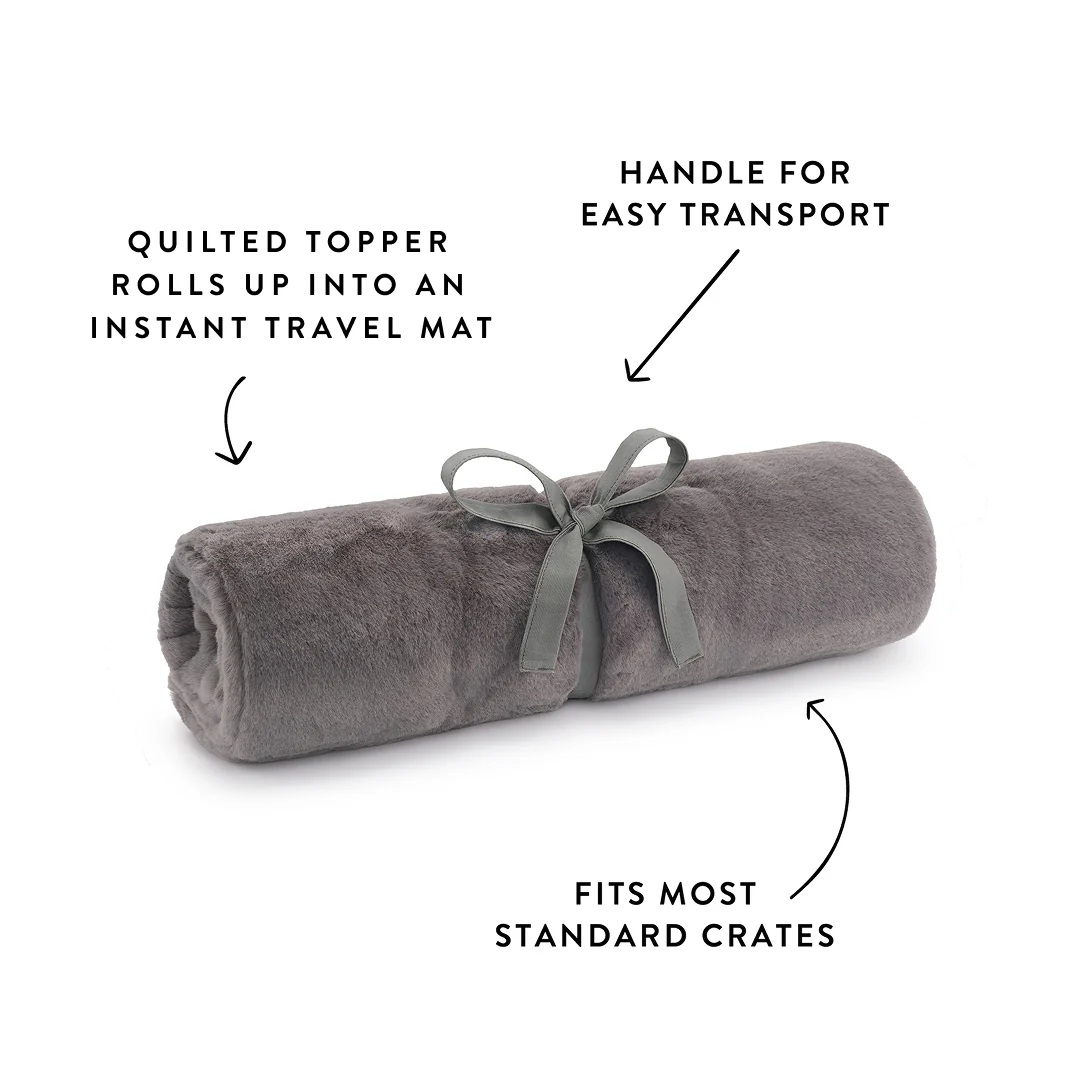 Smoky Gray Recycled Faux Fur Bolster Dog Bed - Image 4