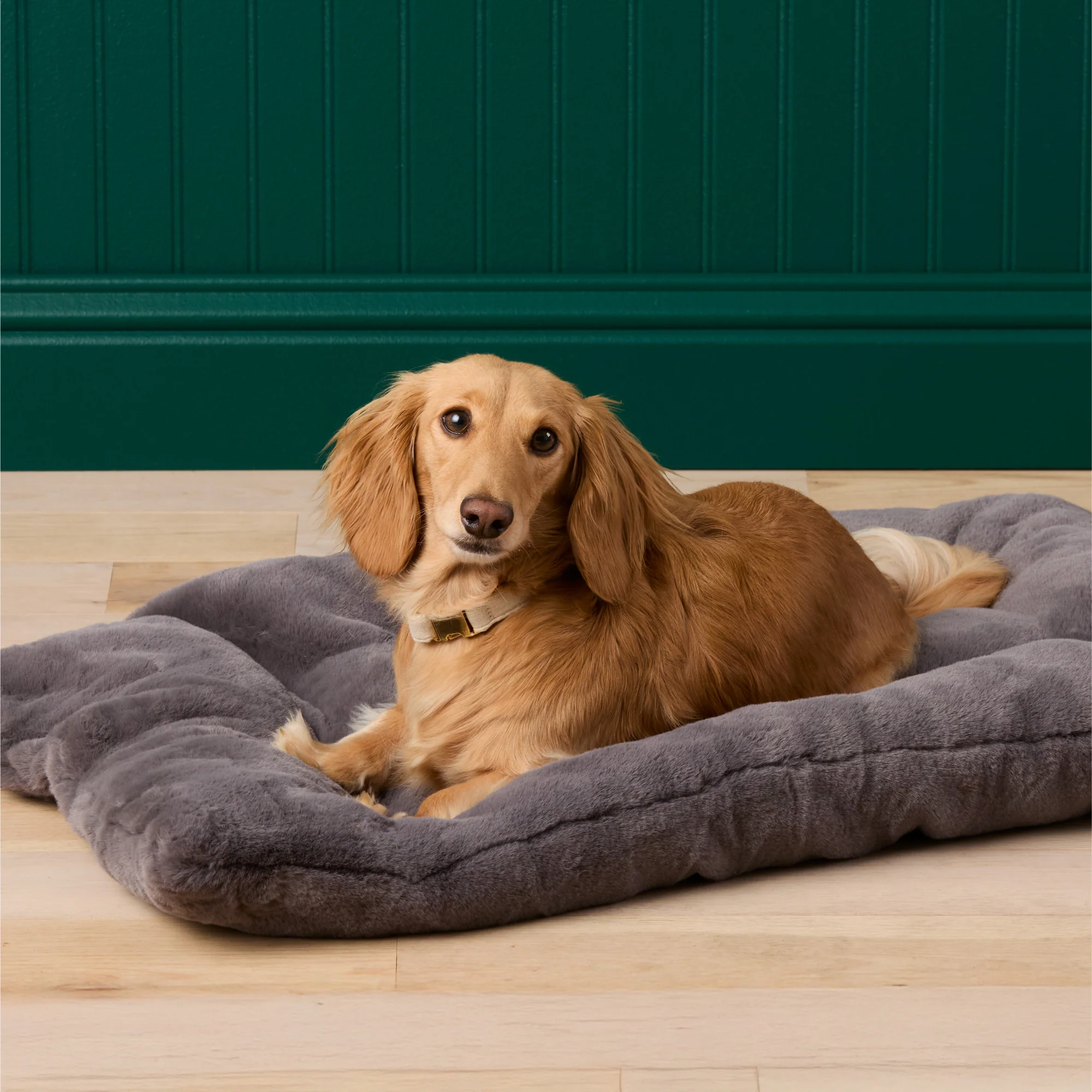 Smoky Gray Recycled Faux Fur Bolster Dog Bed - Image 7