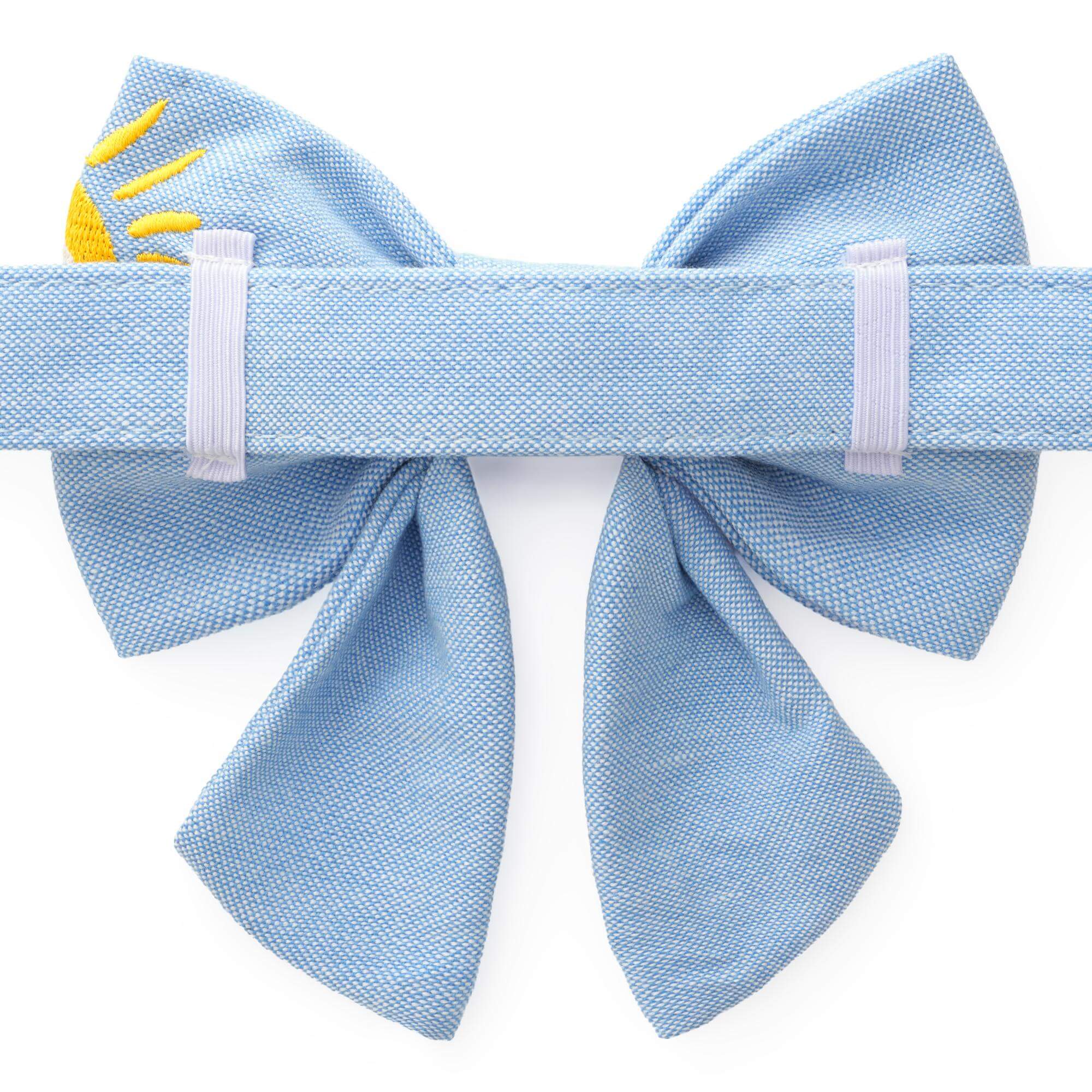 Sunshine and Rainbows Embroidered Lady Dog Bow - Image 3