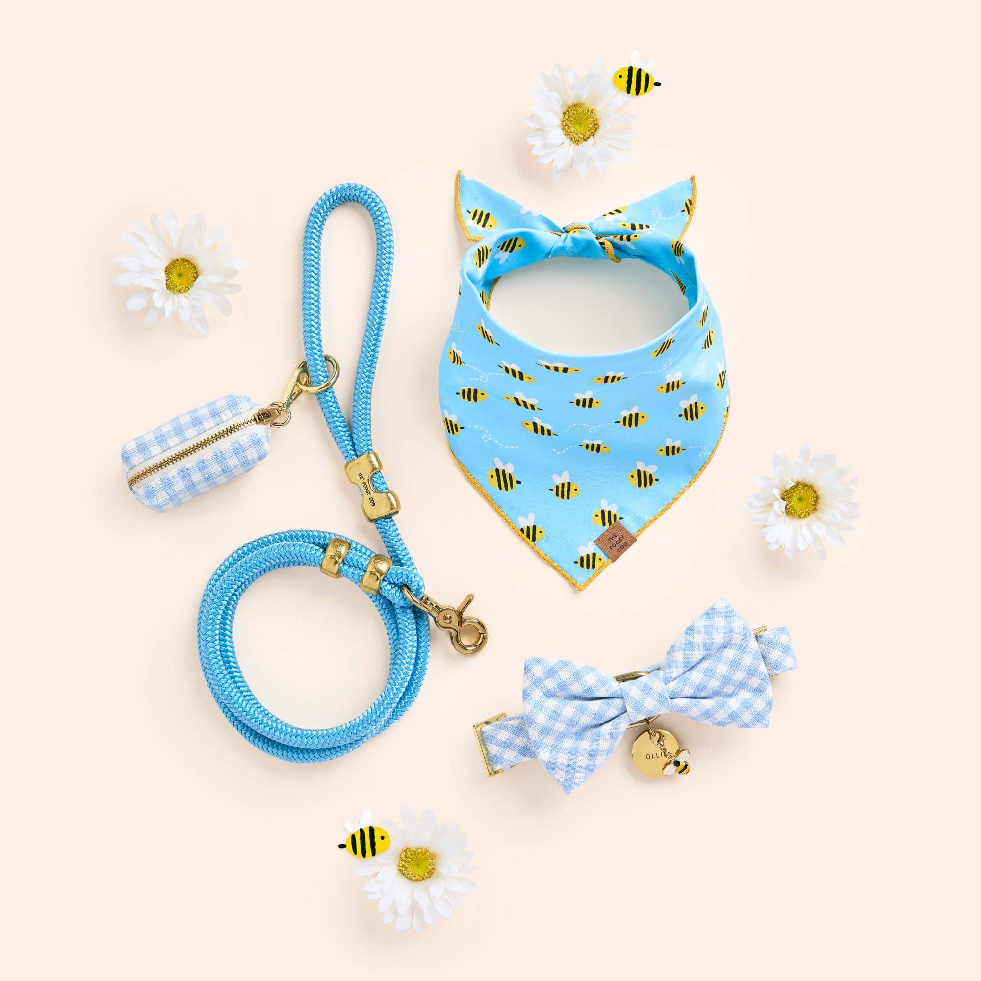 Sky Blue Gingham Dog Bow Tie - Image 7