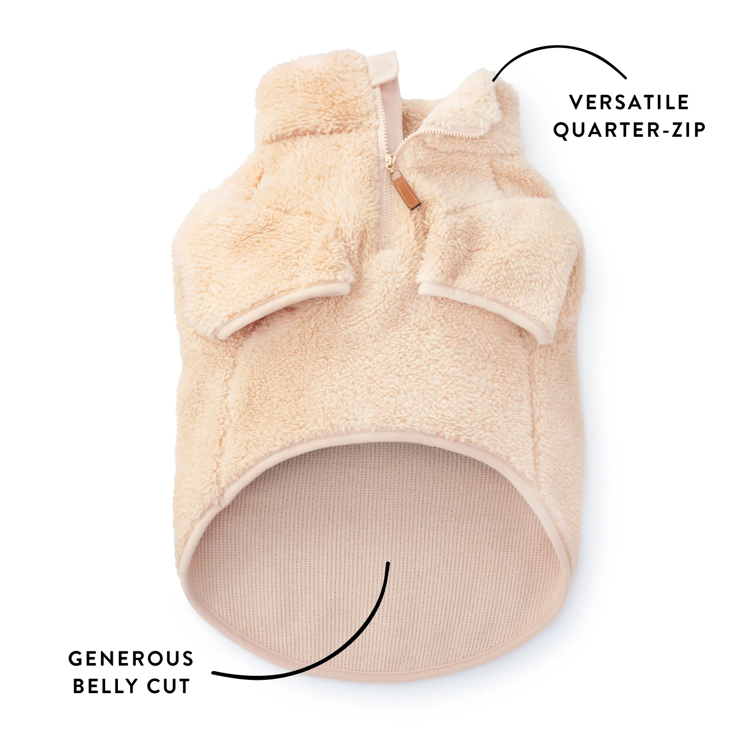 Wheat Quarter-Zip Sherpa Dog Jacket - Image 4